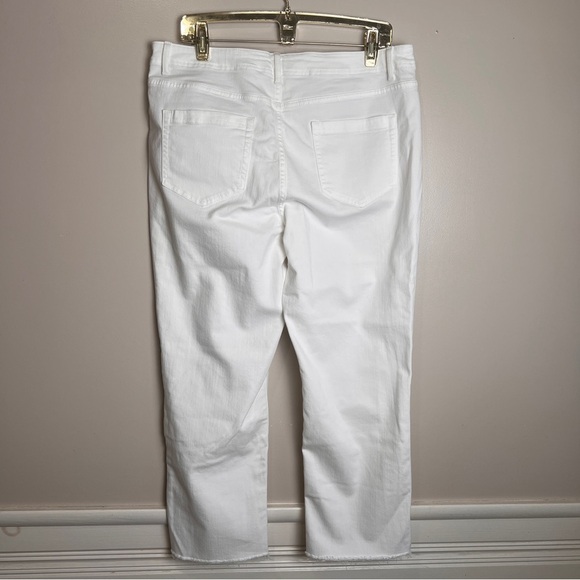 J. Jill Denim High-Rise Straight-Leg Cropped White Jeans Fringed Hem Size 14 EUC - Picture 3 of 9